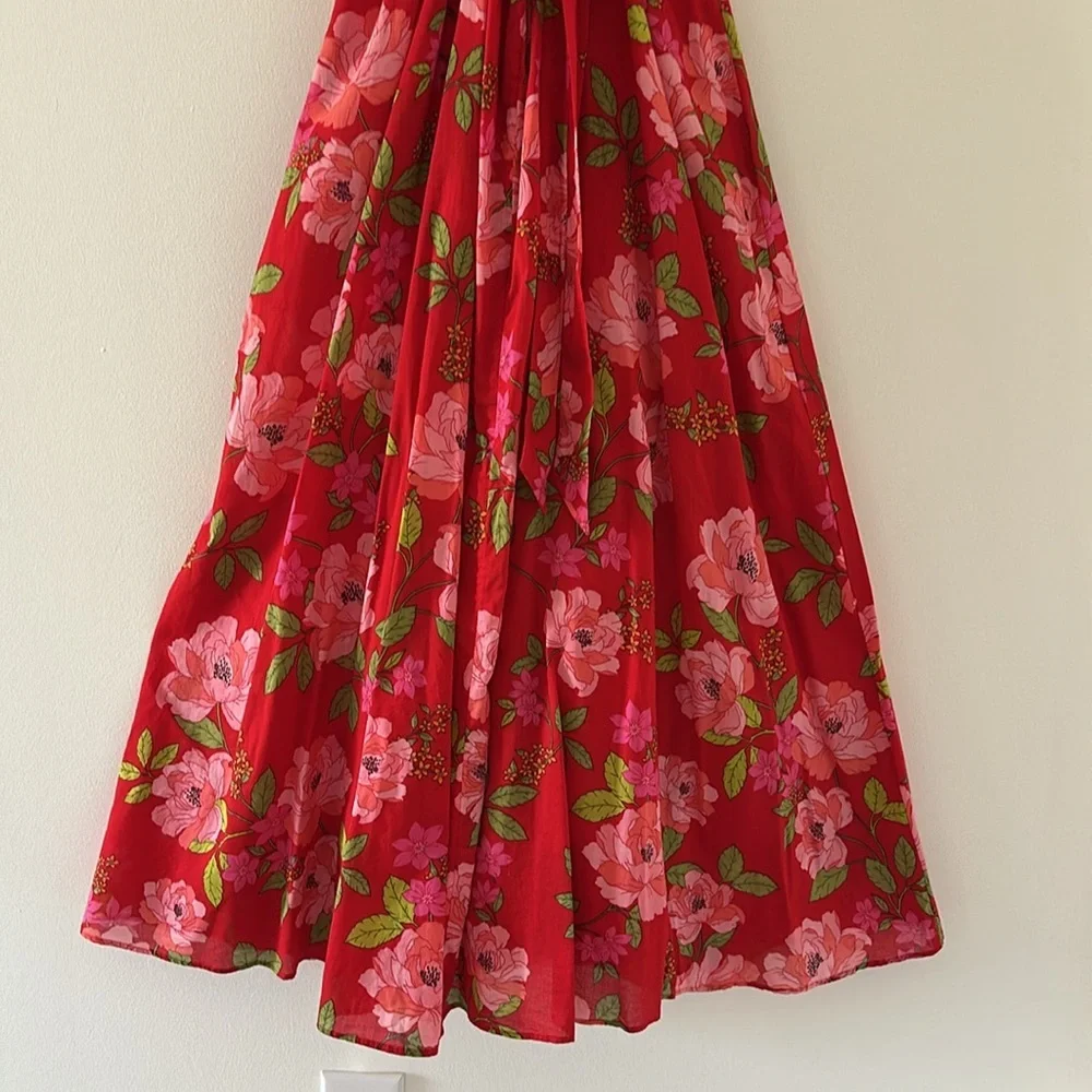 J.CREW Cotton voile rosette plunge maxi dress in peony vines - Picture 11 of 12